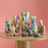 Cá d'Oro Jarrón de cristal de 10.6 pulgadas de alto multicolor confeti soplado a mano estilo Murano vidrio artístico
