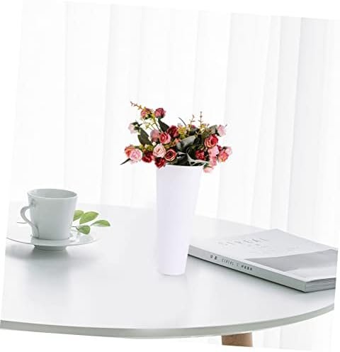 SEWACC Maceta Francés De Olla Ollas De Hierro Floreros De Boda Jarrón Shabby Chic Jarrón De Metal De La Vendimia Jarra De Leche Antigua Cubo Floral Alto Flores Envase Planchar Blanco
