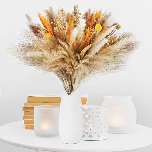 Sosayet Pampas Secas Decoracion, 100 Piezas Flores Secas Naturales 40-44 cm, Ramos de Flores Secas Naturales Decoración para el Hogar, Hierba de Pampa Esponjosas para Decoracion Boho Fiestas Bodas