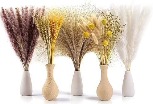 Sosayet Pampas Secas Decoracion, 100 Piezas Flores Secas Naturales 40-44 cm, Ramos de Flores Secas Naturales Decoración para el Hogar, Hierba de Pampa Esponjosas para Decoracion Boho Fiestas Bodas