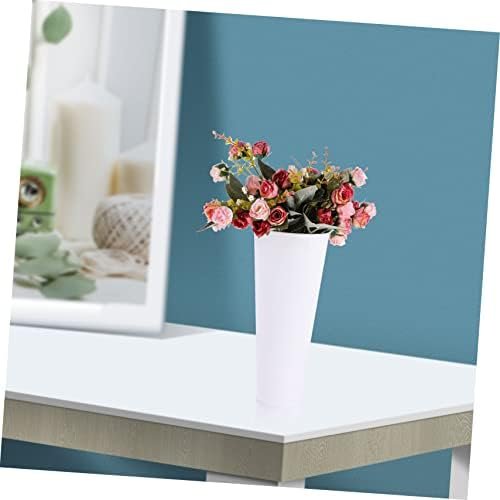 SEWACC Maceta Francés De Olla Ollas De Hierro Floreros De Boda Jarrón Shabby Chic Jarrón De Metal De La Vendimia Jarra De Leche Antigua Cubo Floral Alto Flores Envase Planchar Blanco