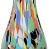 Cá d'Oro Jarrón de cristal de 10.6 pulgadas de alto multicolor confeti soplado a mano estilo Murano vidrio artístico