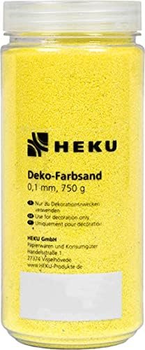 Heku 30330-10-Arena decorativa (750 g, en lata reutilizable), color amarillo, arena, 750g / Körnung 0,1mm