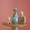 Cá d'Oro Jarrón de cristal de 10.6 pulgadas de alto multicolor confeti soplado a mano estilo Murano vidrio artístico
