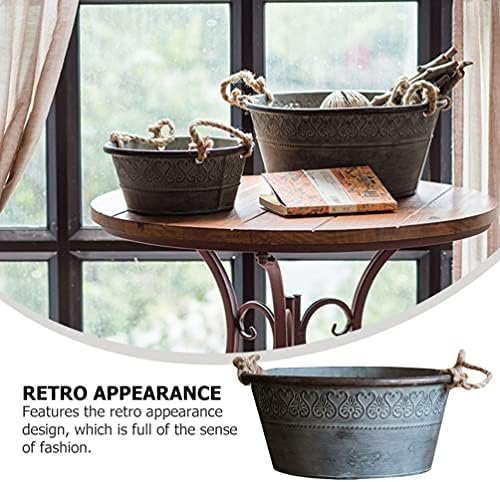 Jarra Francesa Jarrón Oval Hierro Shabby Chic Jarra Jarrón Metal Florero Vintage Galvanizado Leche Lata Jarra Rústica Flor Cubo Contenedor Granja Francesa Cubo Olla