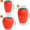 ZHDOKA Jarrón creativo de cerámica de fresa, jarrón en forma de fruta, estatua de fresa, adorno de mesa, jarrón de fresa de inspiración vintage para chimenea, boda, decoración de dormitorio (planta