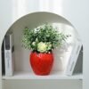 ZHDOKA Jarrón creativo de cerámica de fresa, jarrón en forma de fruta, estatua de fresa, adorno de mesa, jarrón de fresa de inspiración vintage para chimenea, boda, decoración de dormitorio (planta