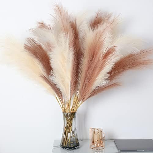 Susire Decoracion Hogar Flores Secas Artificial: Pampas Secas Decoracion Grande Alta Plumas Resistente Boho con 3 Ramos y Altura de 1.2m Color Blanco