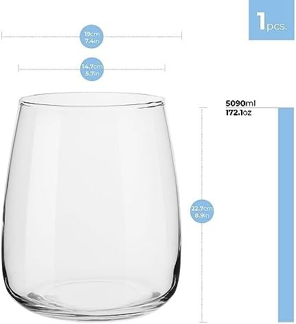 TREND FOR HOME Jarrón Decorativo A: 22.7 cm Vidrio Transparente Florero Redondo Jarrones para Rosas Pampa Tulipanes Flores Secas Centro de Mesa Decorativo Salon | Ø 19 cm | 5090 ml | Zinnia
