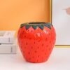 ZHDOKA Jarrón creativo de cerámica de fresa, jarrón en forma de fruta, estatua de fresa, adorno de mesa, jarrón de fresa de inspiración vintage para chimenea, boda, decoración de dormitorio (planta