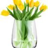 TREND FOR HOME Jarrón Decorativo A: 22.7 cm Vidrio Transparente Florero Redondo Jarrones para Rosas Pampa Tulipanes Flores Secas Centro de Mesa Decorativo Salon | Ø 19 cm | 5090 ml | Zinnia