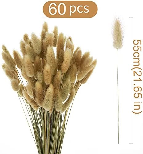 Hierba de Pampas Secas, 55-58 cm Flores Artificiales Secas Pampas Grass, Ramos de Flores Secas, Ramos de Pampa para Fotografía, Decoración de Bodas, Fiestas, Hogar (60 Piezas)