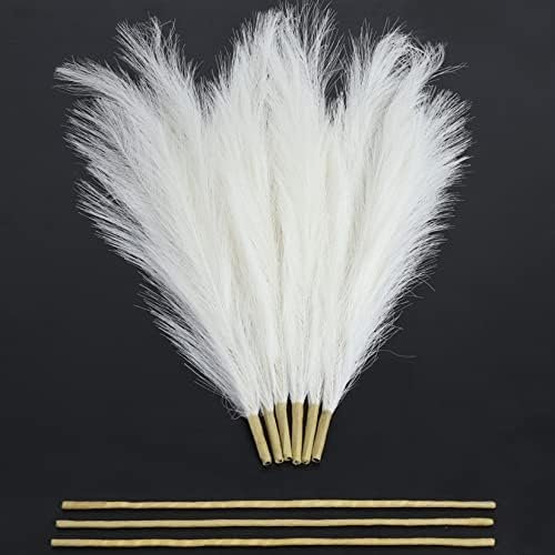 Susire Decoracion Hogar Flores Secas Artificial: Pampas Secas Decoracion Grande Alta Plumas Resistente Boho con 3 Ramos y Altura de 1.2m Color Blanco