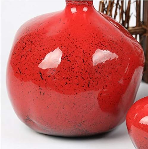 liangzishop Florero de Flor Pomegranate Jarrón de cerámica Sala de Estar Home Study Decoration Moderno y Simple florero Rojo pequeño 3 tamaños para Elegir Jarrón Decorativo (Size : Small)
