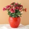 ZHDOKA Jarrón creativo de cerámica de fresa, jarrón en forma de fruta, estatua de fresa, adorno de mesa, jarrón de fresa de inspiración vintage para chimenea, boda, decoración de dormitorio (planta