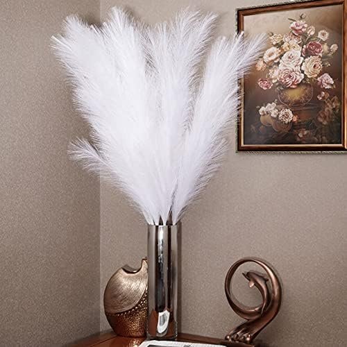 Susire Decoracion Hogar Flores Secas Artificial: Pampas Secas Decoracion Grande Alta Plumas Resistente Boho con 3 Ramos y Altura de 1.2m Color Blanco