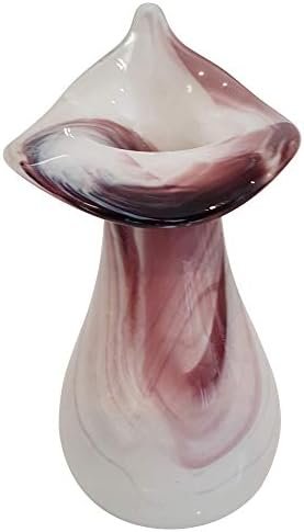 Oberst dorfer Glashütte Jarrón Chata Farbige Jarrón de Cristal Violeta Blanco mármol Decorativa Cristal florero soplado Altura Aprox. 14 cm