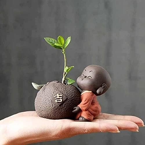 Lindo pequeño Monje té Mascota jarrón hidropónico Juego de té Creativo decoración para Mascotas Boutique Accesorios para la Ceremonia del té (Color: B) (D)