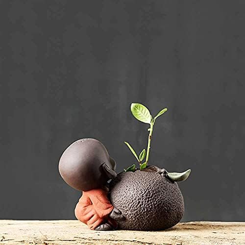 Lindo pequeño Monje té Mascota jarrón hidropónico Juego de té Creativo decoración para Mascotas Boutique Accesorios para la Ceremonia del té (Color: B) (D)