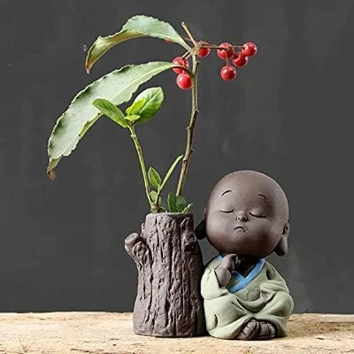 Lindo pequeño Monje té Mascota jarrón hidropónico Juego de té Creativo decoración para Mascotas Boutique Accesorios para la Ceremonia del té (Color: B) (D)
