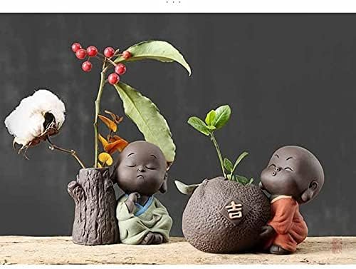 Lindo pequeño Monje té Mascota jarrón hidropónico Juego de té Creativo decoración para Mascotas Boutique Accesorios para la Ceremonia del té (Color: B) (D)