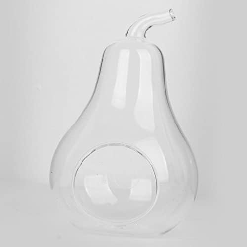 Jarrón colgante de cristal con forma de pera, cristal resistente al calor, 14 x 9 cm, transparente, hecho a mano