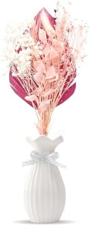 Flores Secas Rosa Blanco Azul Natural Ramo Pampas Palma Adornos para Tartas Purpurina Decoración de Pasteles Palmas Decoracion para Pastel Mesa Boda Jarrón Habitación (Pink)