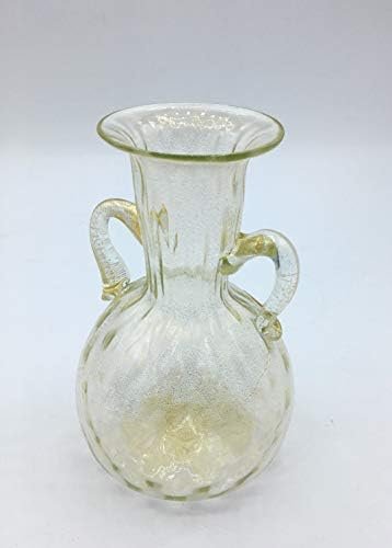 Scultura Murano Collection - Jarrón con hoja dorada de cristal de Murano fabricado en Italia