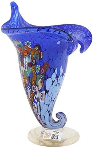 Jarrón Cuerno de la Abundancia de Murano Millefiori - Azul