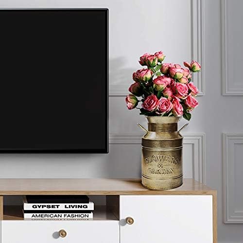 Soyizom Jarrones de Flores Decorativos, Cubo de Campo de Granja, Jarra de Leche Vintage rústica | Maceta de Metal galvanizado con Asas para Flores Florales Frescas secas para decoración