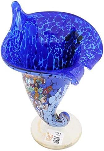 Jarrón Cuerno de la Abundancia de Murano Millefiori - Azul