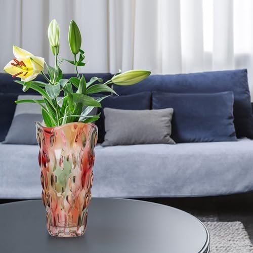 Ulable Jarrón de cristal para flores – 24 cm de alto, floreros grandes de cristal de colores para decoración de regalo