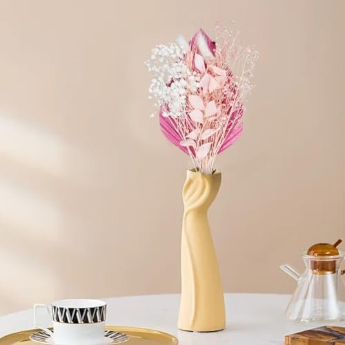 Flores Secas Rosa Blanco Azul Natural Ramo Pampas Palma Adornos para Tartas Purpurina Decoración de Pasteles Palmas Decoracion para Pastel Mesa Boda Jarrón Habitación (Pink)