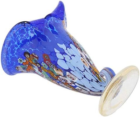 Jarrón Cuerno de la Abundancia de Murano Millefiori - Azul