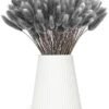 Snowtain 50 Piezas Cola de Conejo Flores Secas Ramos de Flores Secas,Flores Secas Naturales Ramo de Flores Secas y Esponjosas Pampas Flores Secas Ramo de Flores secas Phragmites (40cm Gris Negro)