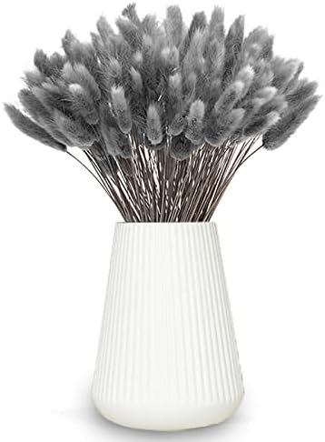 Snowtain 50 Piezas Cola de Conejo Flores Secas Ramos de Flores Secas,Flores Secas Naturales Ramo de Flores Secas y Esponjosas Pampas Flores Secas Ramo de Flores secas Phragmites (40cm Gris Negro)