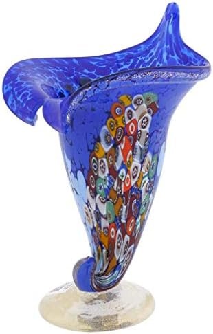 Jarrón Cuerno de la Abundancia de Murano Millefiori - Azul