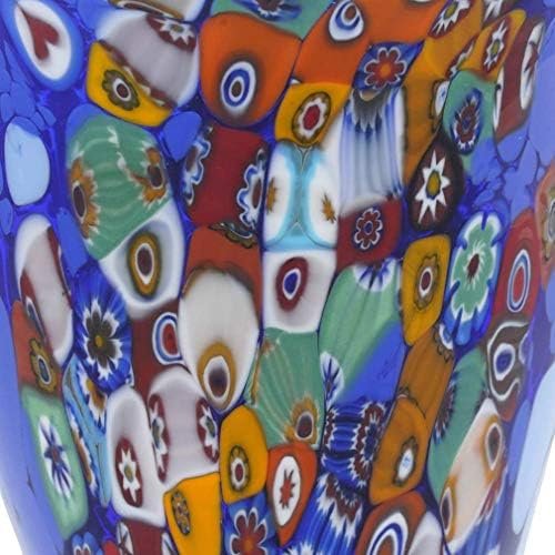 Jarrón Cuerno de la Abundancia de Murano Millefiori - Azul