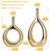 Moderno juego de jarrones de cerámica dorada brillante – 2 jarrones pequeños, lujosa decoración del hogar, ideal para centros de mesa dorados; decoración ideal para estantes, decoración de mesa,
