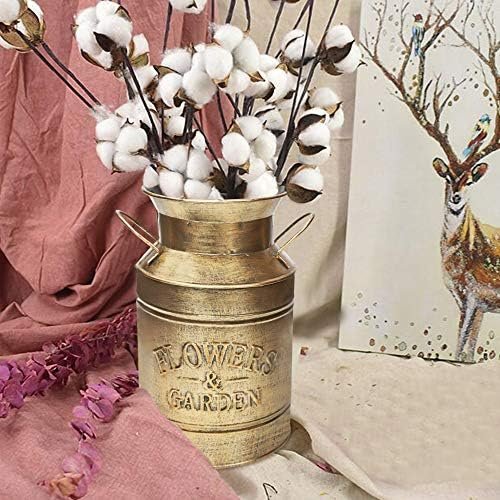 Soyizom Jarrones de Flores Decorativos, Cubo de Campo de Granja, Jarra de Leche Vintage rústica | Maceta de Metal galvanizado con Asas para Flores Florales Frescas secas para decoración