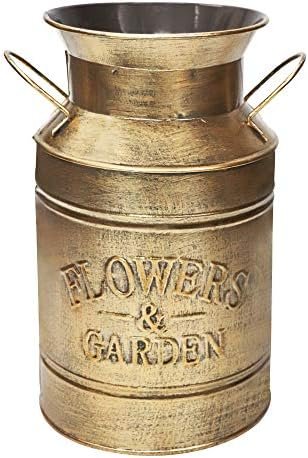 Soyizom Jarrones de Flores Decorativos, Cubo de Campo de Granja, Jarra de Leche Vintage rústica | Maceta de Metal galvanizado con Asas para Flores Florales Frescas secas para decoración